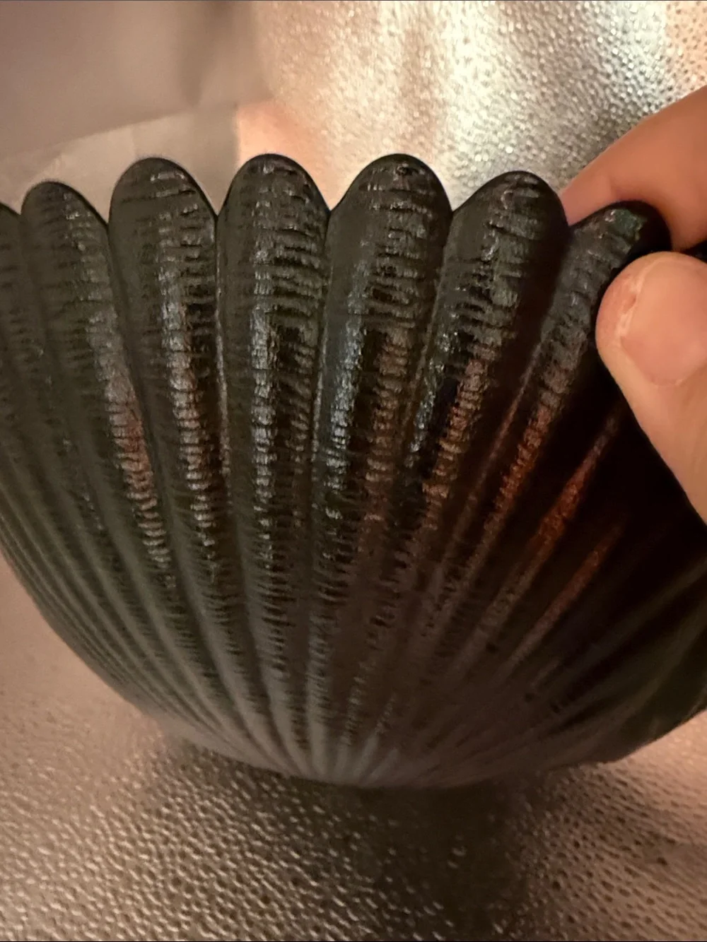 Vintage Arcorcoc Black Glass Seashell Serving Dish Made in France